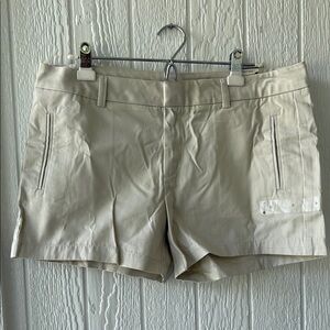 New NWT STYLUS Tan Silver Beige Flat Front Shorts sz 12
